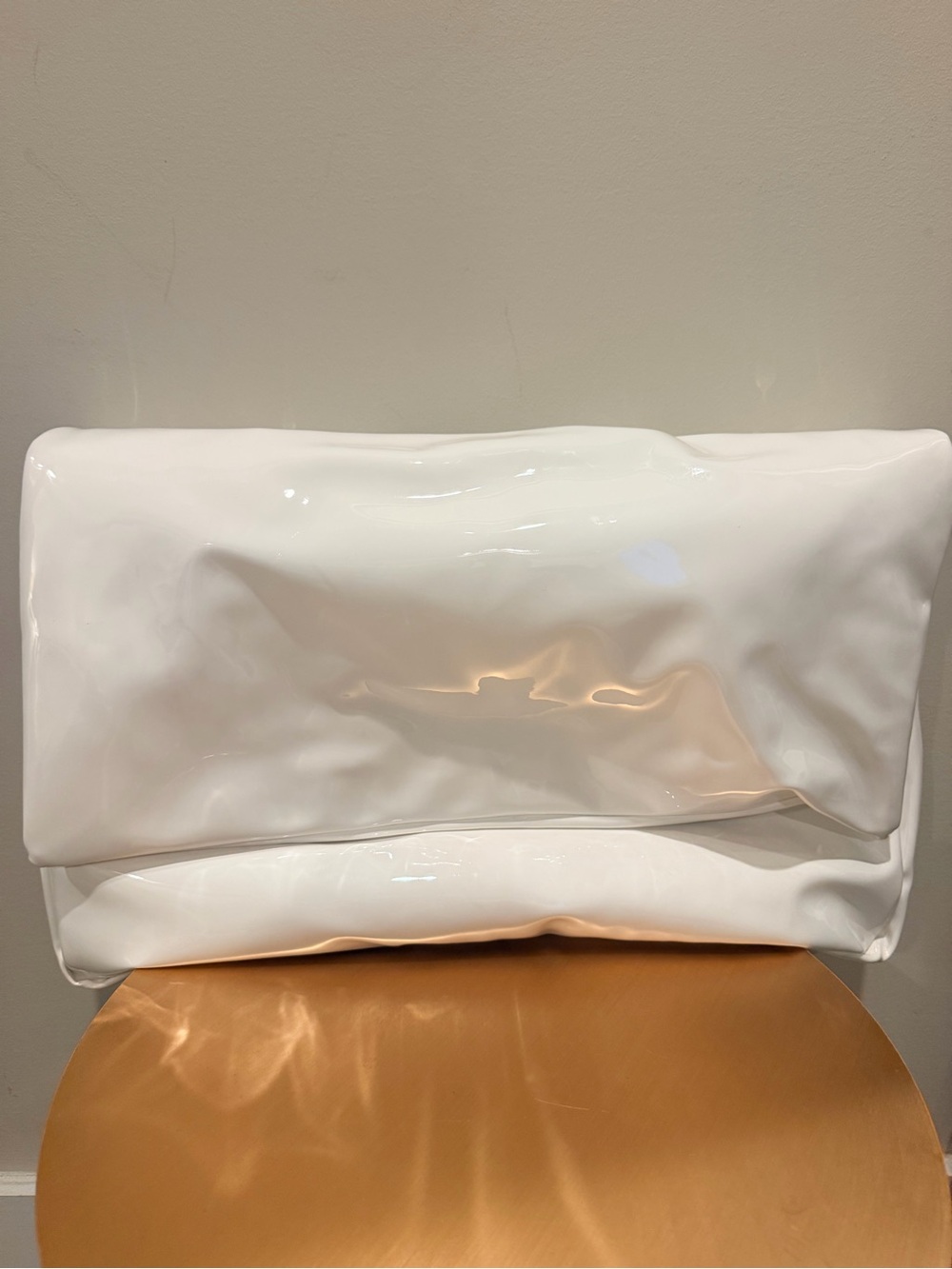 PrettyLittleThing White Patent Fold-Over Clutch